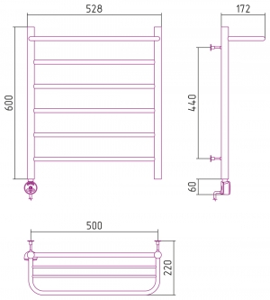 Полотенцесушитель электрический Стилье Формат №20 600x500